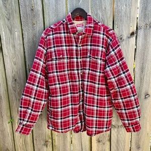 *Wrangler | Sherpa Lined Red Plaid Shirt Jacket Size M